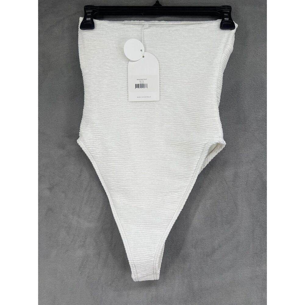 Rumer Rosa Bodysuit Size Small White Ribbed Strapless - Picture 5 of 9